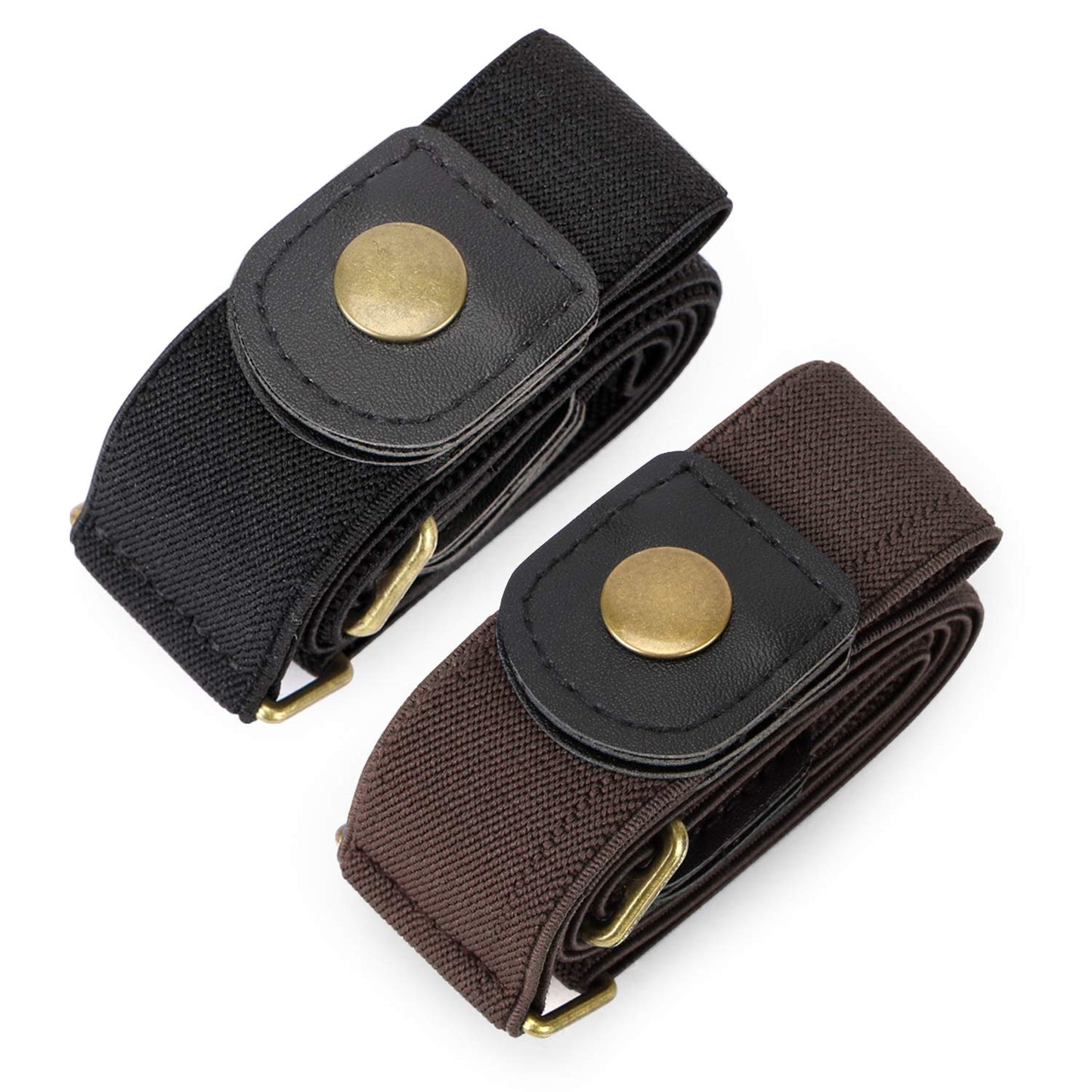 HOTWHIPPY 2 Pack Buckle Free Comfortable Elastic Belt for Women or Men, Buckle-less No Bulge No Hassle Invisible Belts