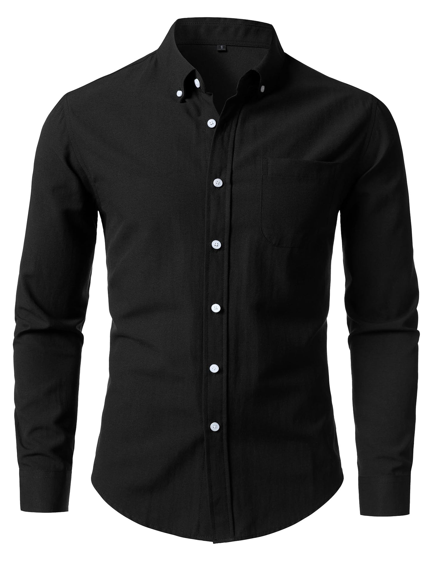 HOTLucMatton Men's Lightweight Oxford Long Sleeve Button Down Shirt Business Casual Slim fit Dress Shirts with Pocket