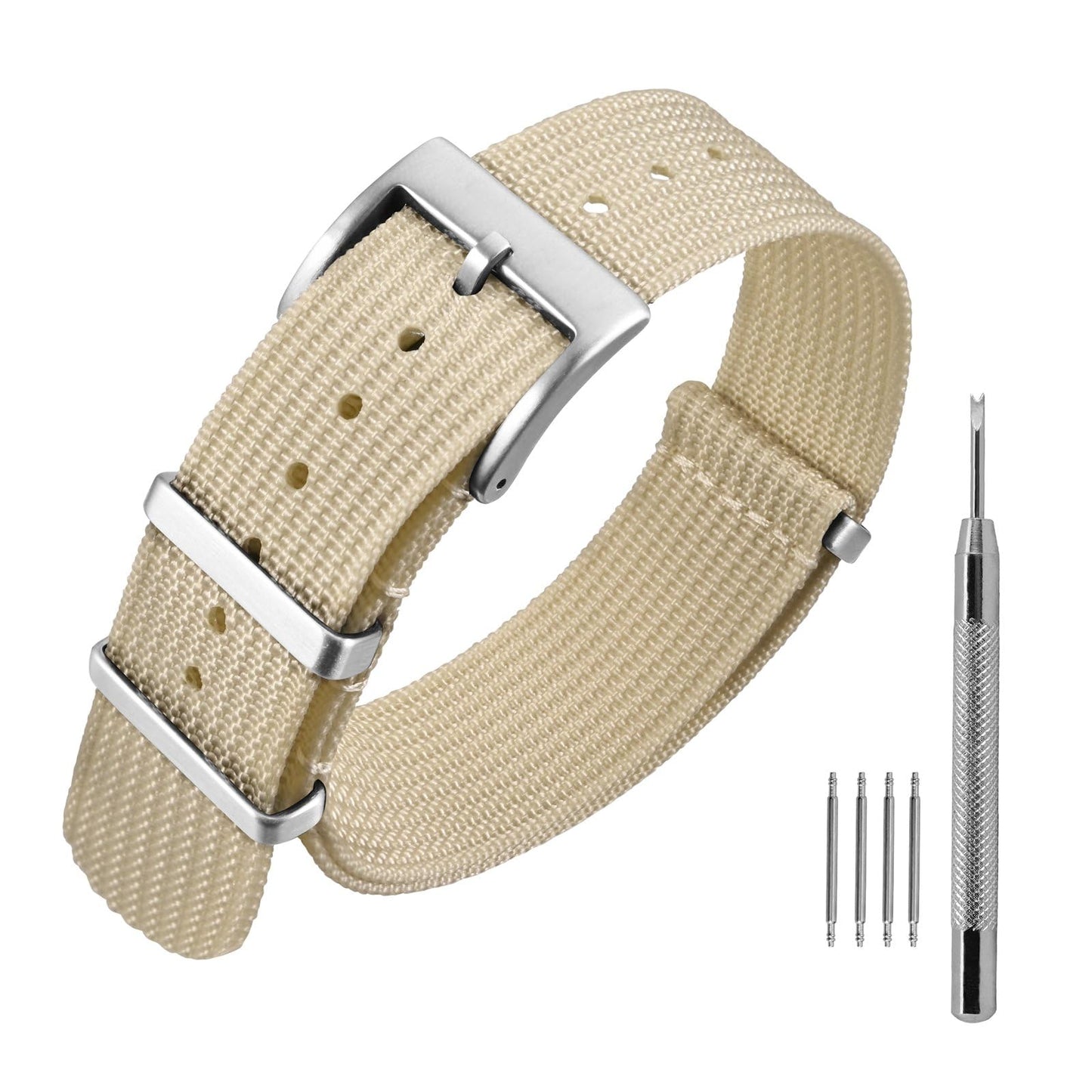 HOTANNEFIT Nylon Watch Band 16mm 18mm 20mm 22mm, One-Piece Waterproof Military Watch Straps with Heavy Buckle