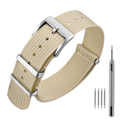 HOTANNEFIT Nylon Watch Band 16mm 18mm 20mm 22mm, One-Piece Waterproof Military Watch Straps with Heavy Buckle