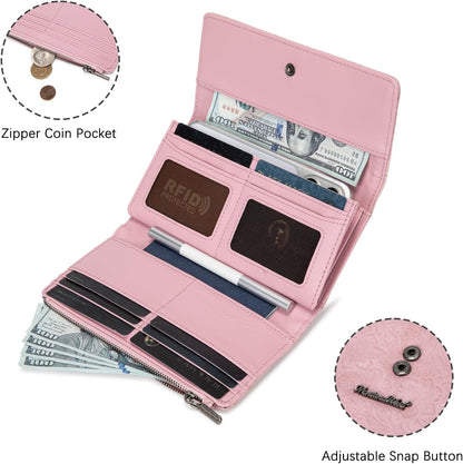 HOTMontana West Women Wallet Trifold Large Capacity Phone Wristlet Travel Credit Card Cash Wallets with Coin Purse and Wrist Strap