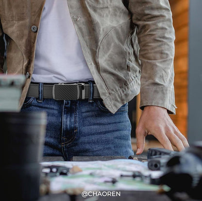 HOTCHAOREN Mens Belt Leather Ratchet Belt - Customizable Fit, Effortless Style (35mm)