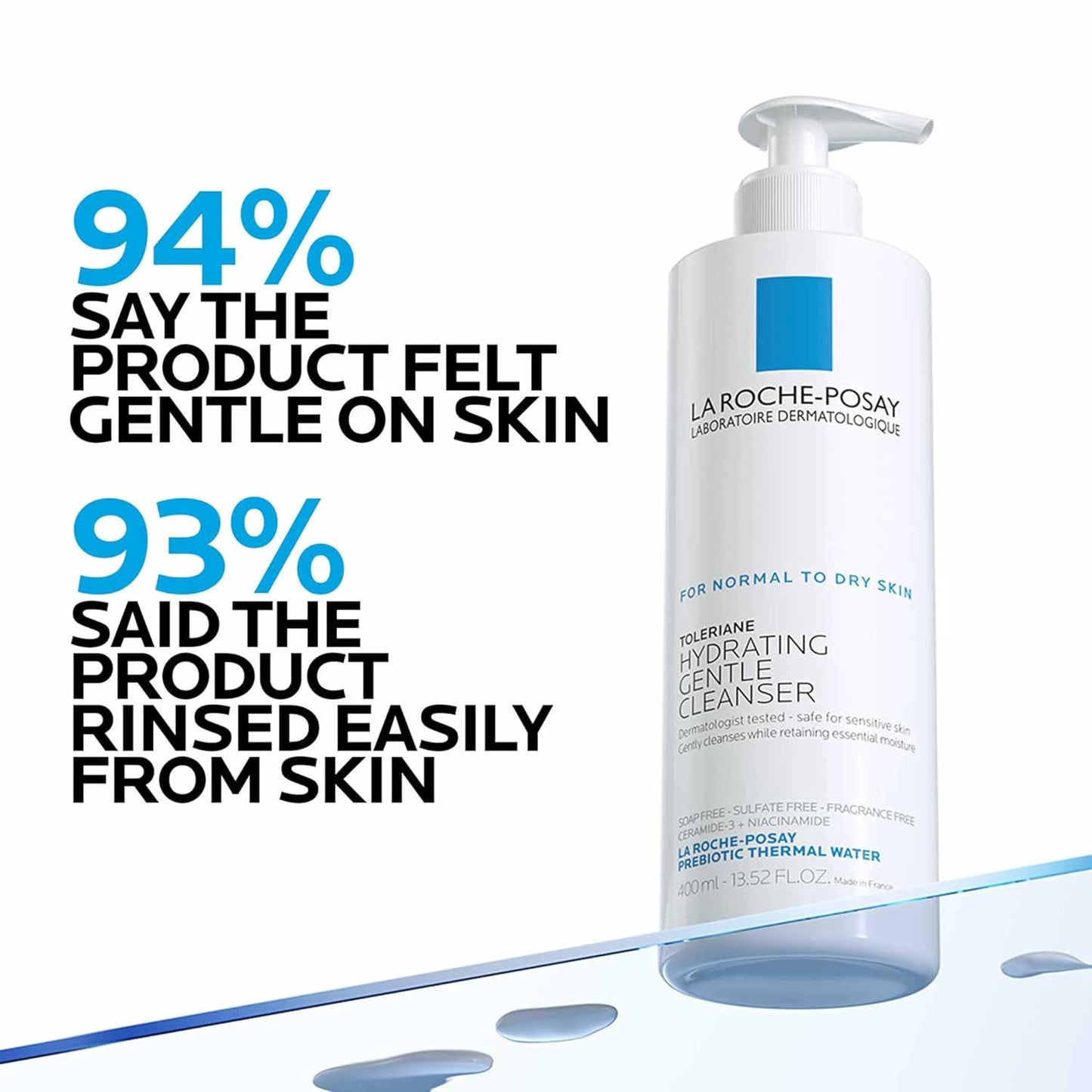 HOTLa Roche-Posay Toleriane Hydrating Gentle Facial Cleanser, 13.52oz | Face cleanser with niacinamide & ceramides, safe for sensitive skin. Daily face wash for normal to dry skin, fragrance free.