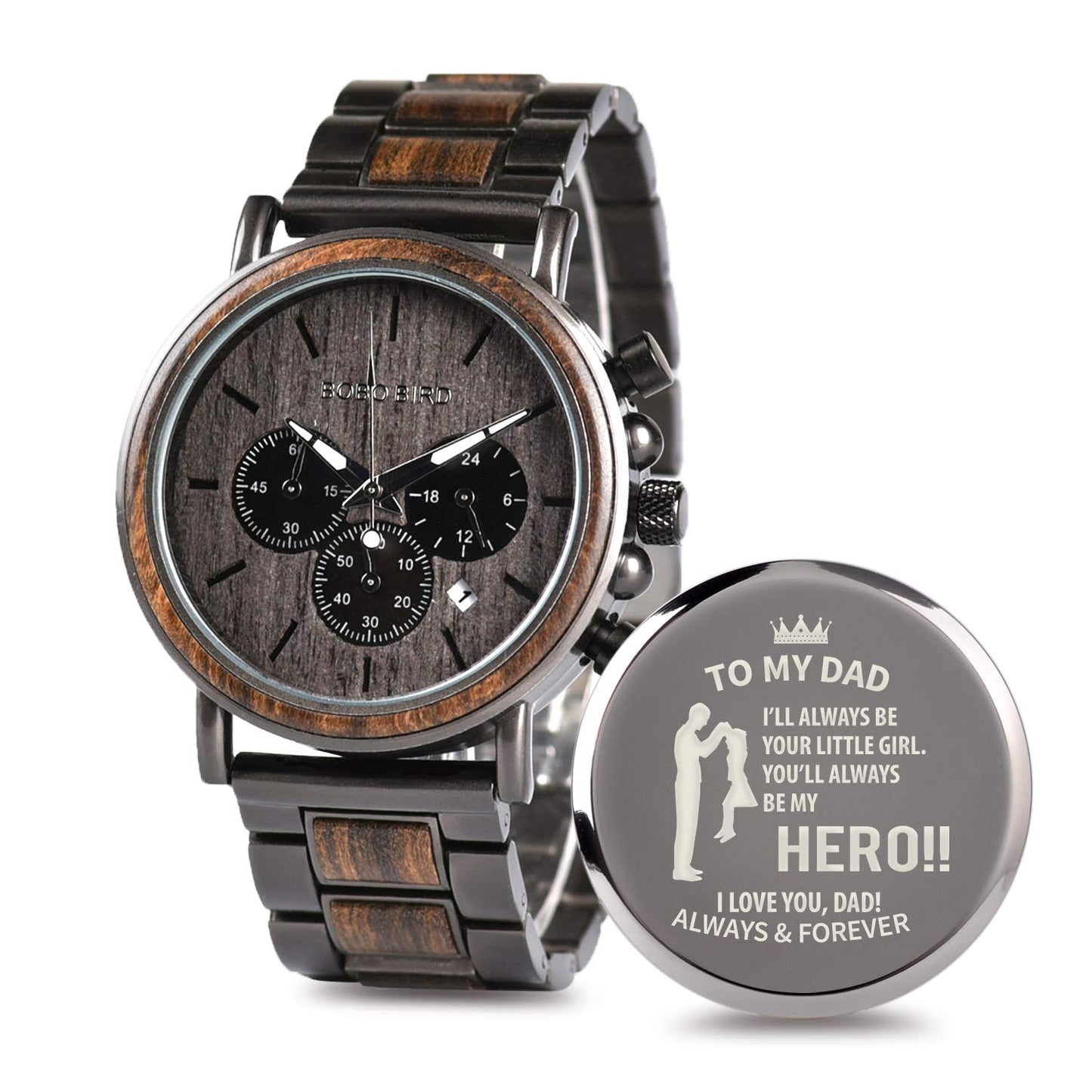 HOT2win Engraved Wooden Watch for Boyfriend My MAN Fiancé Husband Customized Personalized Wood Watches for Men Birthday Anniversary Personalized Watch