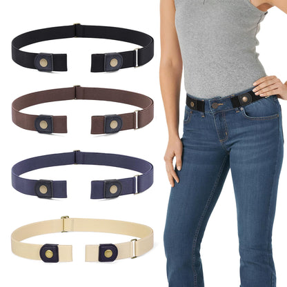 HOTWERFORU 3 Pack 4 Pack No Buckle Invisible Stretch Belt Buckle-Free Elastic Belt for Women and Men