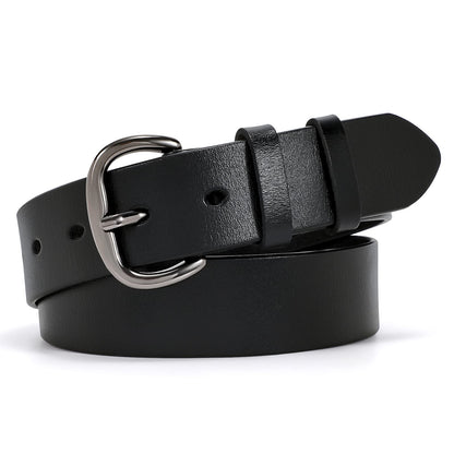 HOTWHIPPY Women Leather Belt for Jeans Pants Dresses Black Ladies Waist Belt with Pin Buckle