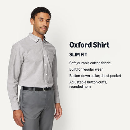 HOTAmazon Essentials Men's Long-Sleeve Pocket Oxford Shirt