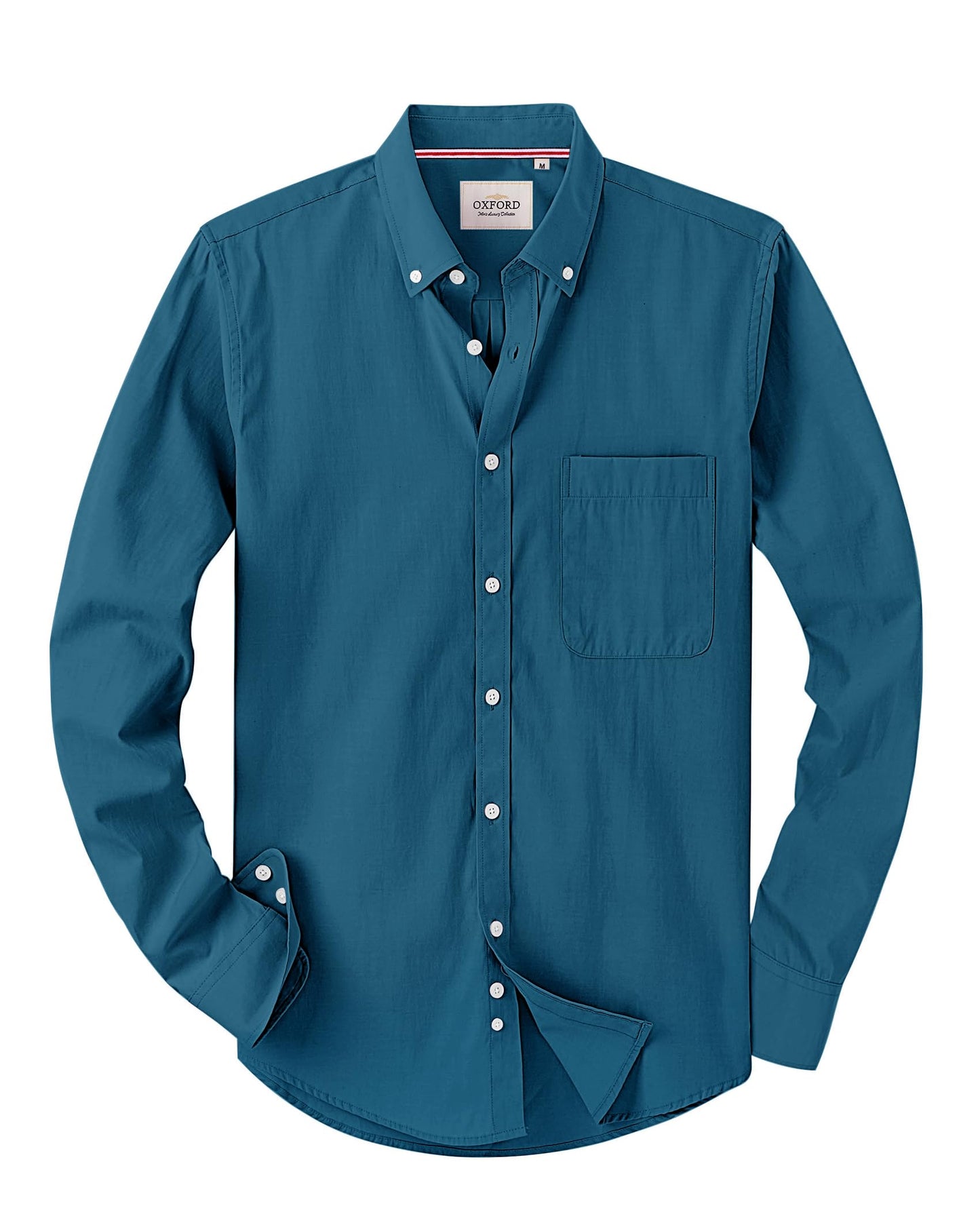 HOTAlimens & Gentle Mens Solid Oxford Shirt Long Sleeve Dress Shirt Work Casual Button Down Shirts with Pocket
