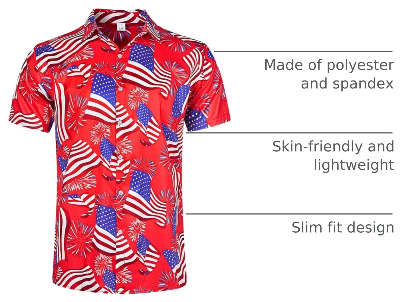 HOTuideazone Mens Funny Hawaiian Shirts 3D Graphic Button Down Short Sleeve Tropical Holiday Beach Aloha Shirt