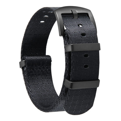 HOTBINLUN Nylon Watch Band 18mm,20mm,22mm,24mm Rugged Military Replacement Watch Straps Silver&Black Stainless Buckle Heavy-Duty Wristband For Traditional Men Women Watches