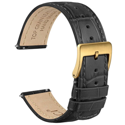HOTWOCCI Watch Bands, Top Grain Leather, Embossed Alligator Grain, Quick Release, Band Width 18mm 20mm 22mm