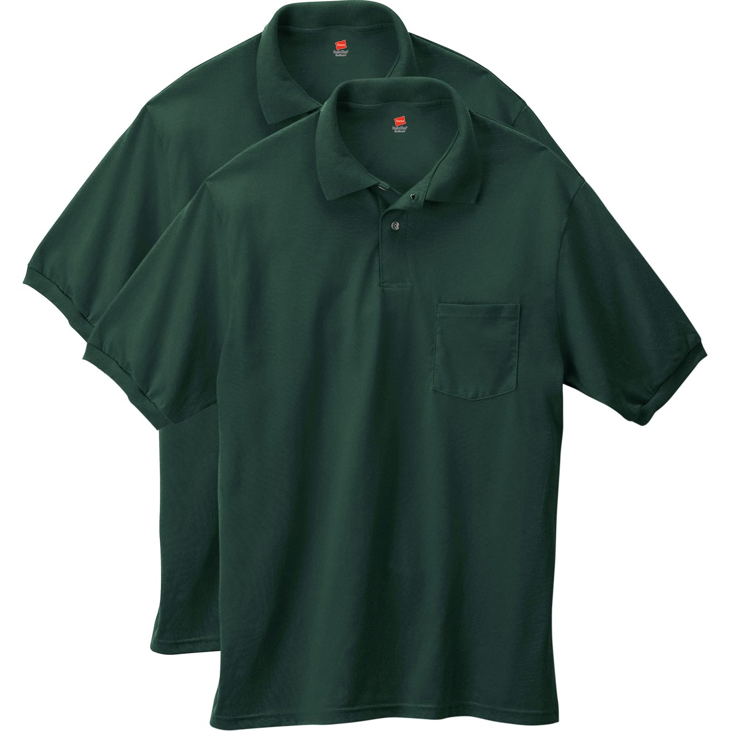 HOTHanes Men's Short Sleeve Jersey Pocket Polo (Pack of 2)