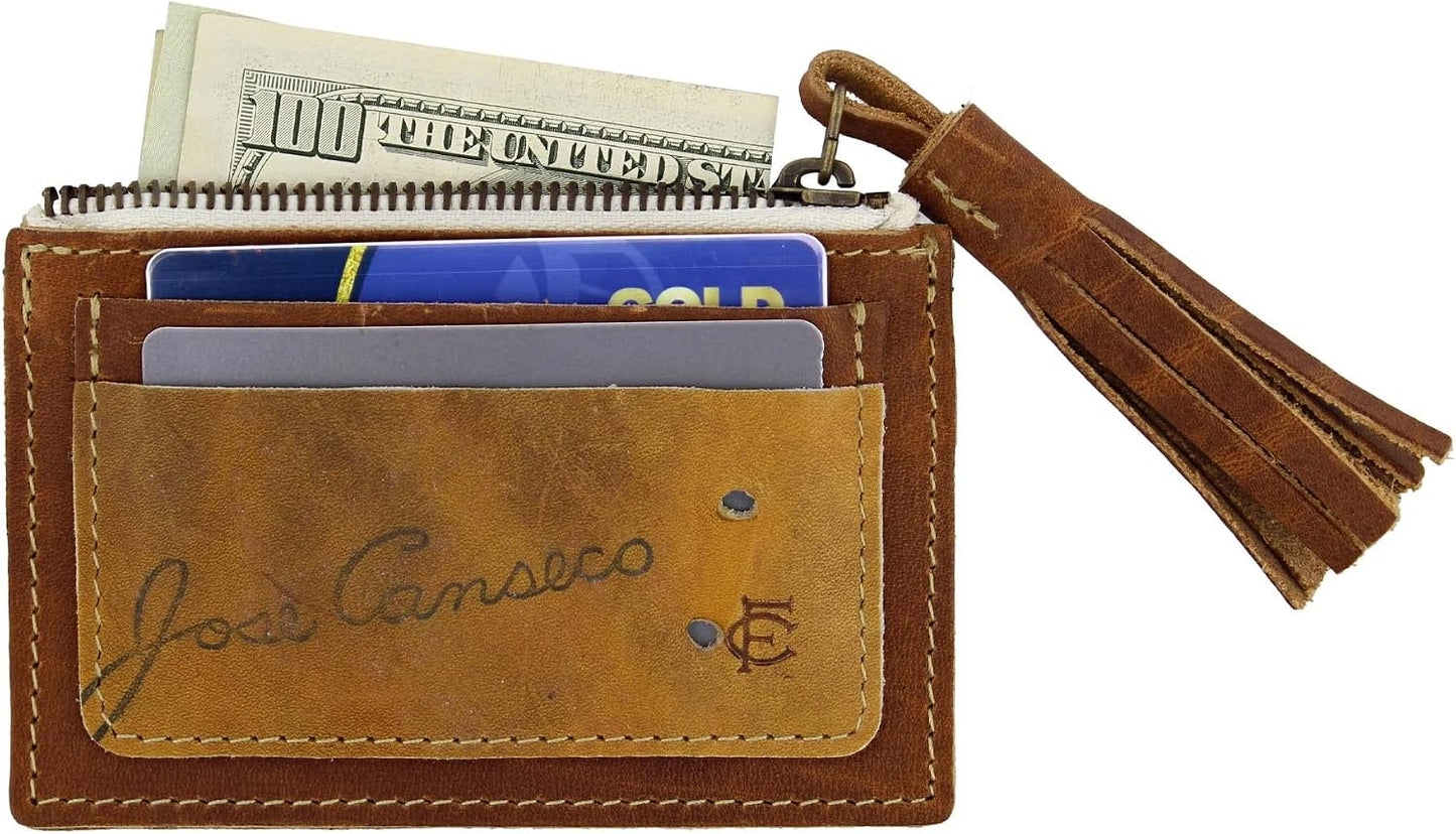 HOTFielders Choice Goods Zip Tassel Wallet - Coin Purse Card Holder, Made with Vintage Baseball Glove Leather - FC Goods