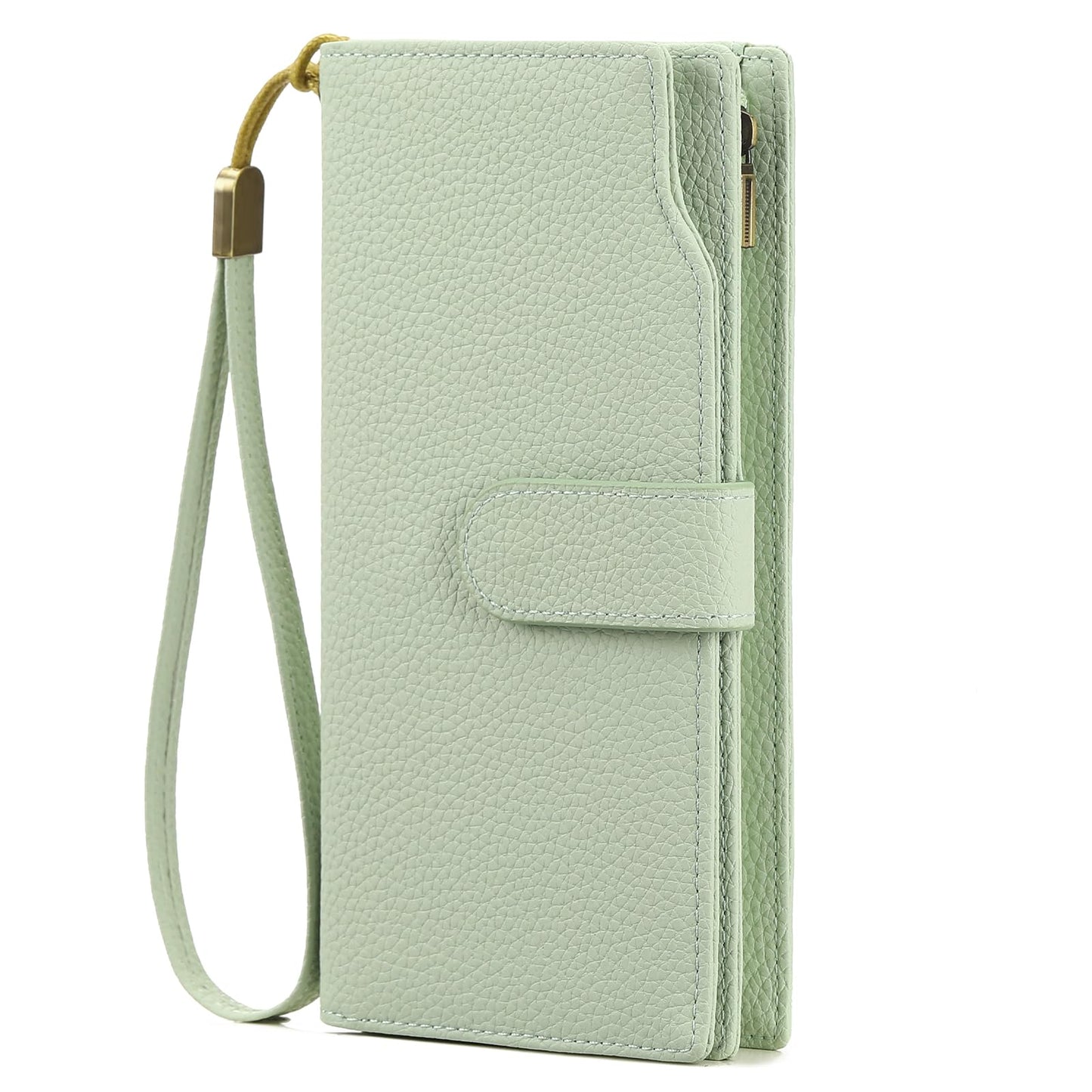 HOTGAEKEAO Womens Wallet RFID Blocking Large Capacity Vegan Leather Card Holder Wristlet Clutch with 32 Card Slots 4 ID Windows