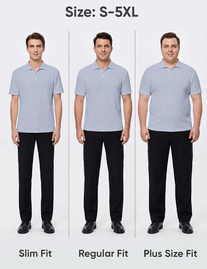 HOTJMIERR Mens Casual Polo Shirt Summer Short Sleeve Vacation Button Beach Knit Stretchy Golf Shirts