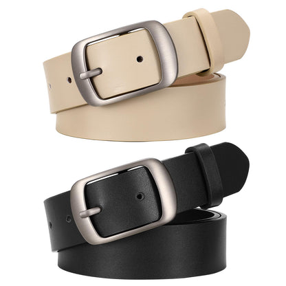HOTSUOSDEY Women Belts For Jeans Dresses Pants Ladies Leather Waist Belt with Elegant Buckle, Width 1.3"
