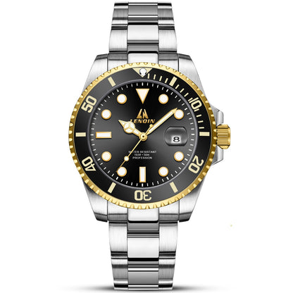 HOTLN LENQIN Mens Watches Stainless Steel Waterproof Analog Quartz Watch for Men with Date Luminous Fashion Wristwatch