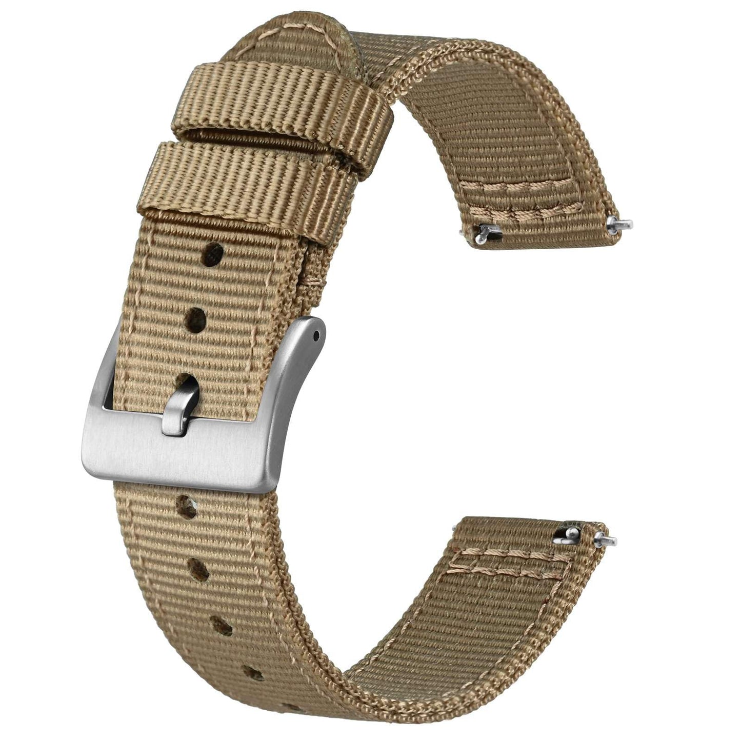 HOTBISONSTRAP Men’s Nylon Watch Bands, Two-Piece Military Watch Straps, Quick Release, Brushed Buckle, Band Width 18mm 19mm 20mm 22mm