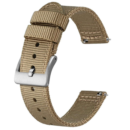 HOTBISONSTRAP Men’s Nylon Watch Bands, Two-Piece Military Watch Straps, Quick Release, Brushed Buckle, Band Width 18mm 19mm 20mm 22mm