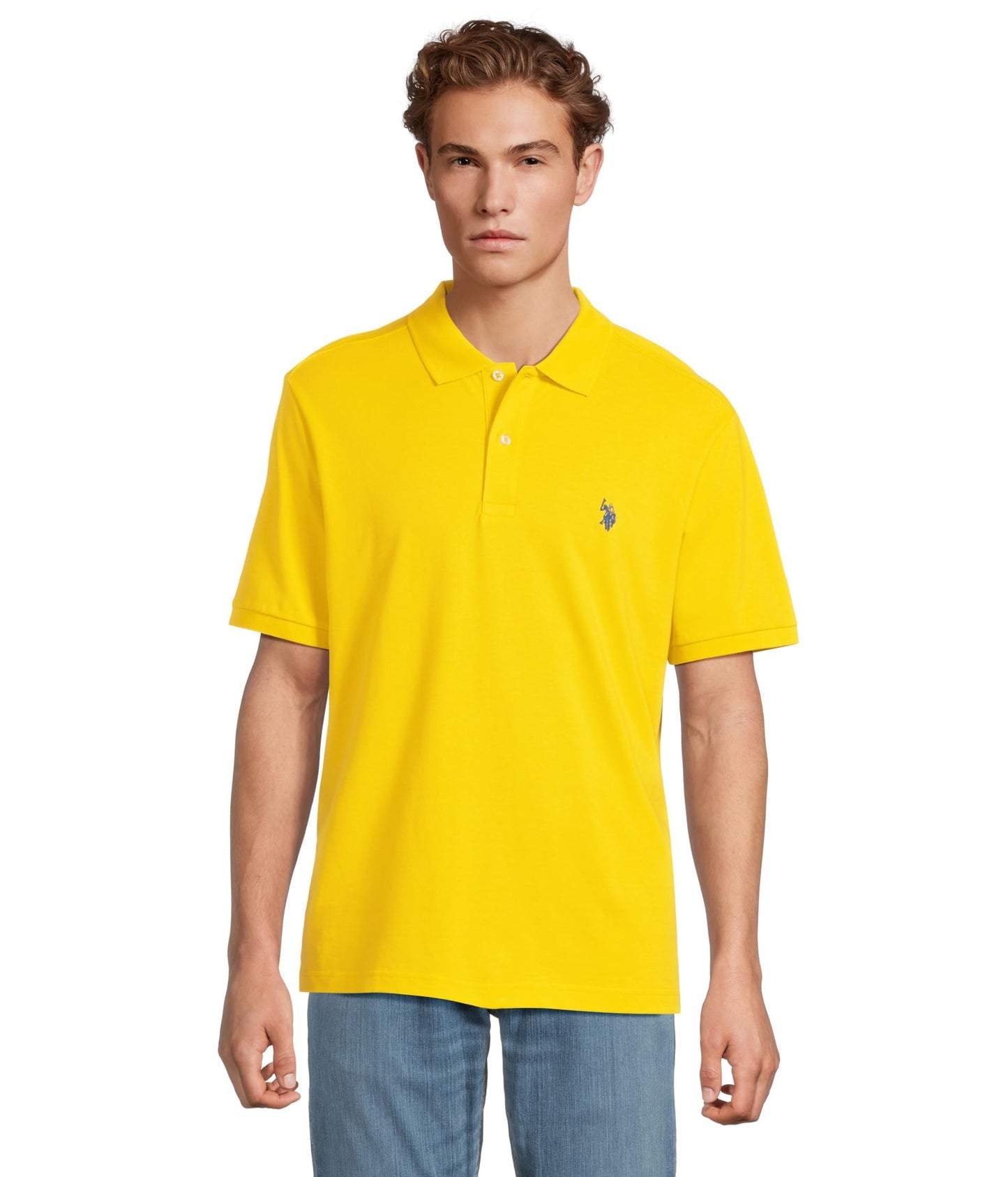 HOTU.S. Polo Assn. Men's Classic Polo Shirt, Two-Button Closure Pique Polo Shirt, Summer Fashion Golf Shirt | Two-Button Closure Pique Polo Shirt, Summer Fashion Golf Shirt