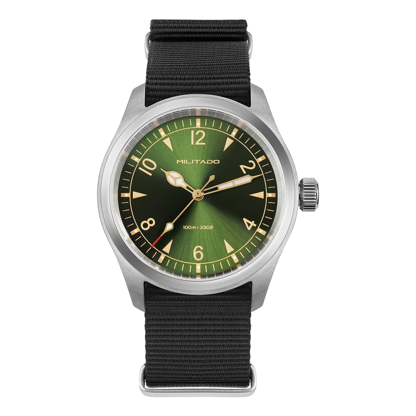 HOTTACTICAL FROG Militado ML08 Field Watch Japanese Sweep VH31 / 515 Movt with Calendar, Men's Military Watch Sapphire Crystal 10 ATM Waterproof Analog Watches for Men