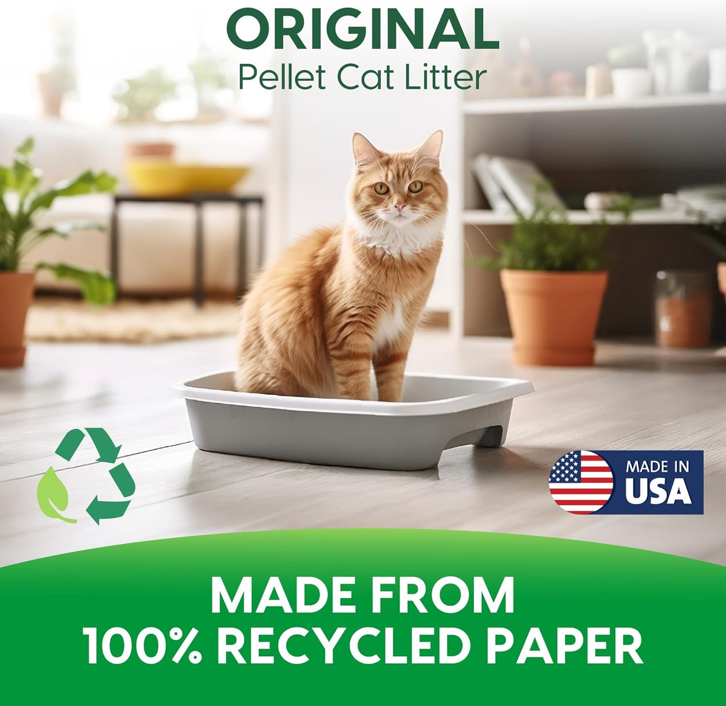 HOTFresh News Recycled Paper Original Pellet Cat Litter, 25 Pound, Non-Clumping, Unscented, Made in USA