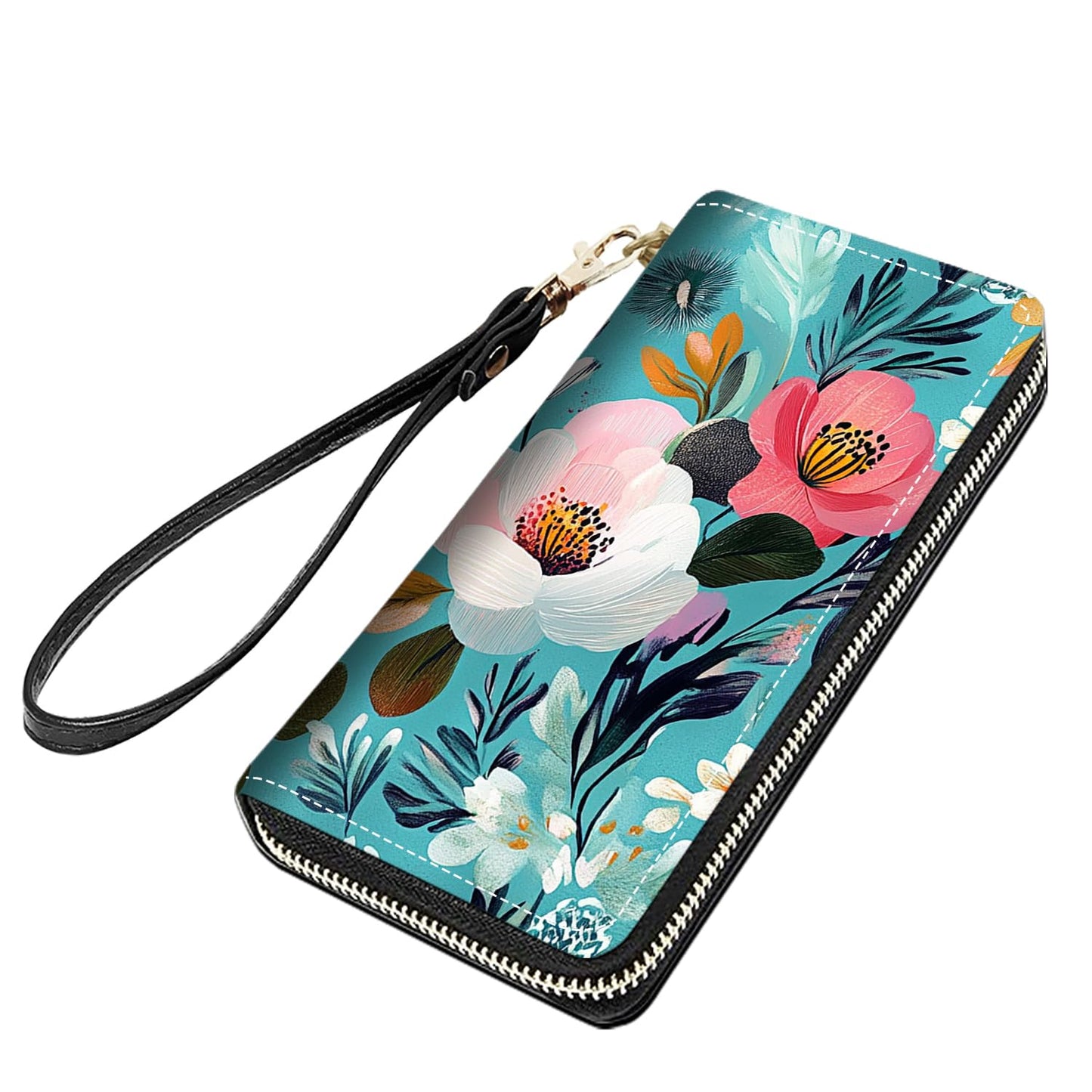 HOTCute Sloth Print Women Large Capacity PU Leather Zip Around Wallet, Multifunctional Clutch Purse for Cash/Card/Coin/Smart Phone