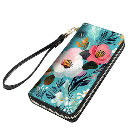 HOTCute Sloth Print Women Large Capacity PU Leather Zip Around Wallet, Multifunctional Clutch Purse for Cash/Card/Coin/Smart Phone