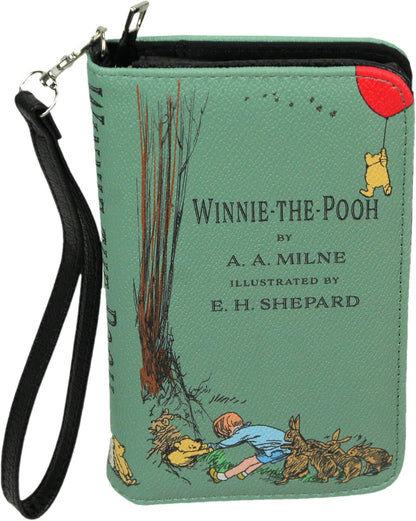 HOTWinnie the Pooh Bifold Wallet Wristlet, 7 Inch Sage Green Book Design | Snap Clamshell Closure, Zipper Coin Pouch, Windowed ID Slot, 4 Card Slots, Bill Pockets, Wrist Strap
