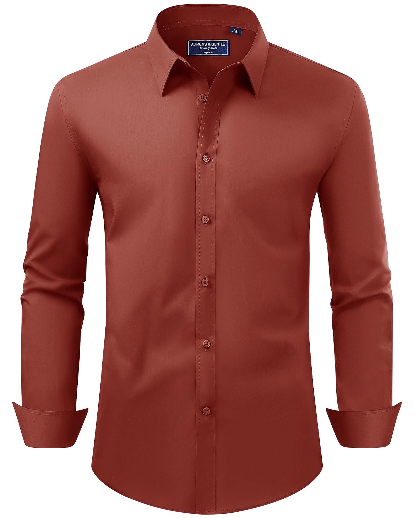 HOTAlimens & Gentle Men's Dress Shirt Regular Fit Stretch Stain Shield Long Sleeve Solid Business Wedding Button Down Shirts