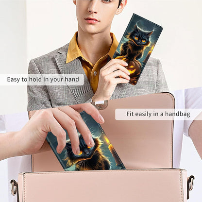 HOTSlim PU Leather Wallet for Women - RFID Blocking Thin Bifold Wallet, Compact Travel Wallet with Card Slots & ID Window, Stylish and Practical Womens Wallet for Everyday Use, Black Cat