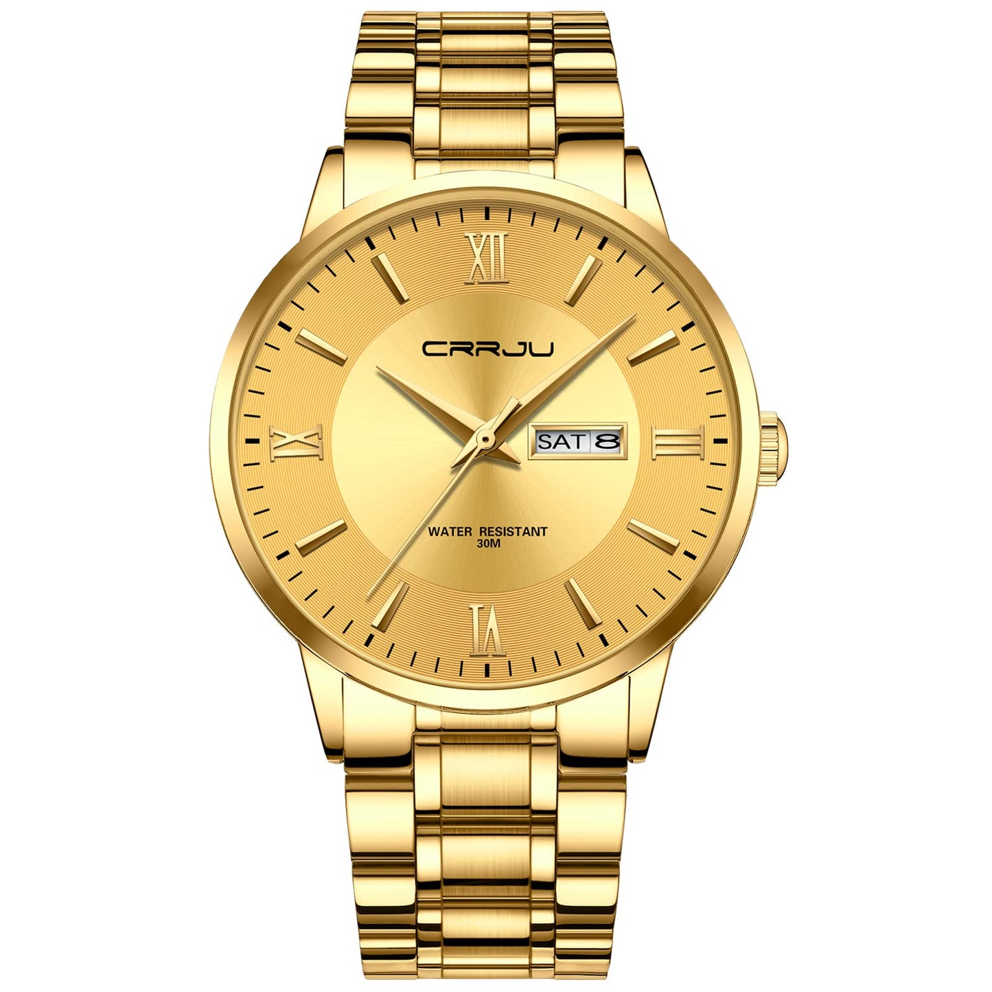 HOTCRRJU Men's Fashion Luxury Stainless Steel Watches for Men Business Auto Date Chronograph Analog Quartz Wristwatches
