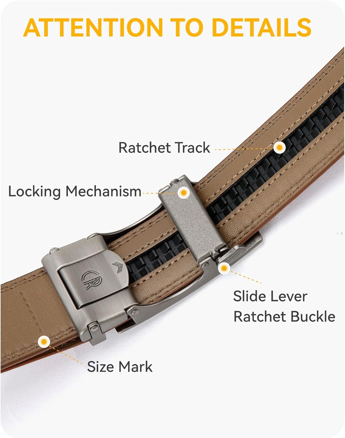 HOTCHAOREN Mens Belt - Mens Ratchet Belt Leather 1 3/8" for Dress Pant - Micro Adjustable Belt Fit Everywhere