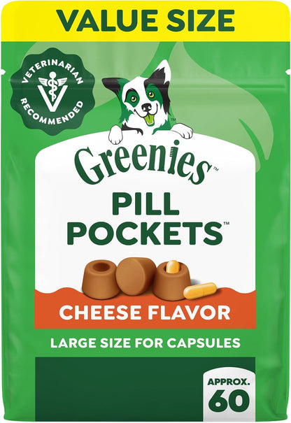 HOTGreenies Pill Pockets Large Size Dog Treats, Cheese Flavor, 15.8 oz | Vet-recommended, capsule size, low calorie, odor masking, stress- and mess-free medication experience