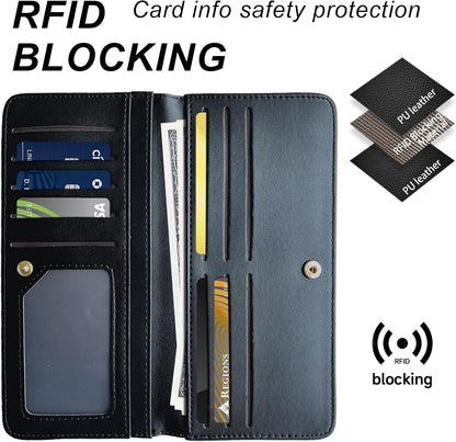 HOTSlim PU Leather Wallet for Women - RFID Blocking Thin Bifold Wallet, Compact Travel Wallet with Card Slots & ID Window, Stylish and Practical Womens Wallet for Everyday Use, Black Cat