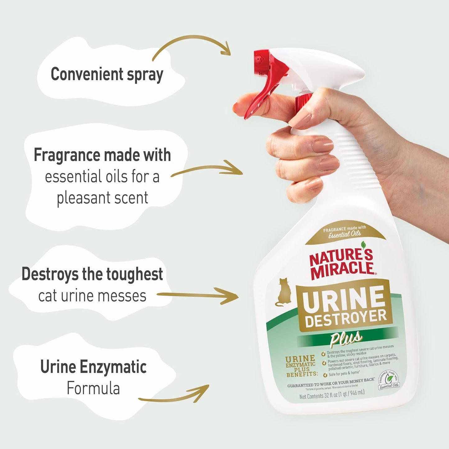 HOTNature’s Miracle Urine Destroyer Plus for Cats, Enzymatic Formula, Ready-to-Use, 32 oz
