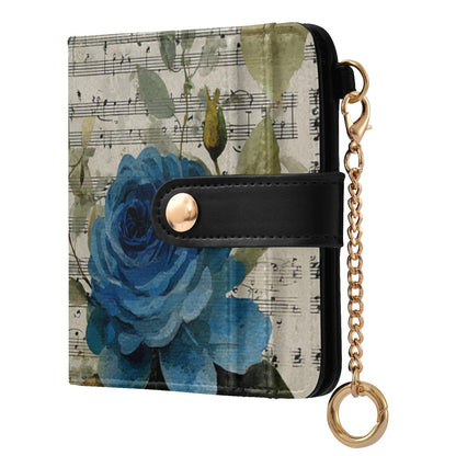 HOTElegant Peonies and Irises Rfid Women Wallet 1 Pack Cute Coin Purse PU Leather Small Wallets Credit Card Holder Bifold Zipper Thin Travel Wallet for Female Ladies Teen Girls Girly