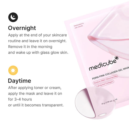 HOTmedicube Jelly Gel Mask with Salmon DNA PDRN Pink Collagen | Overnight Face Mask for Glass Glow Skin | Elasticity, Hydrating, Firming and Moisturizing | Korean Skincare, 28g x 4ea