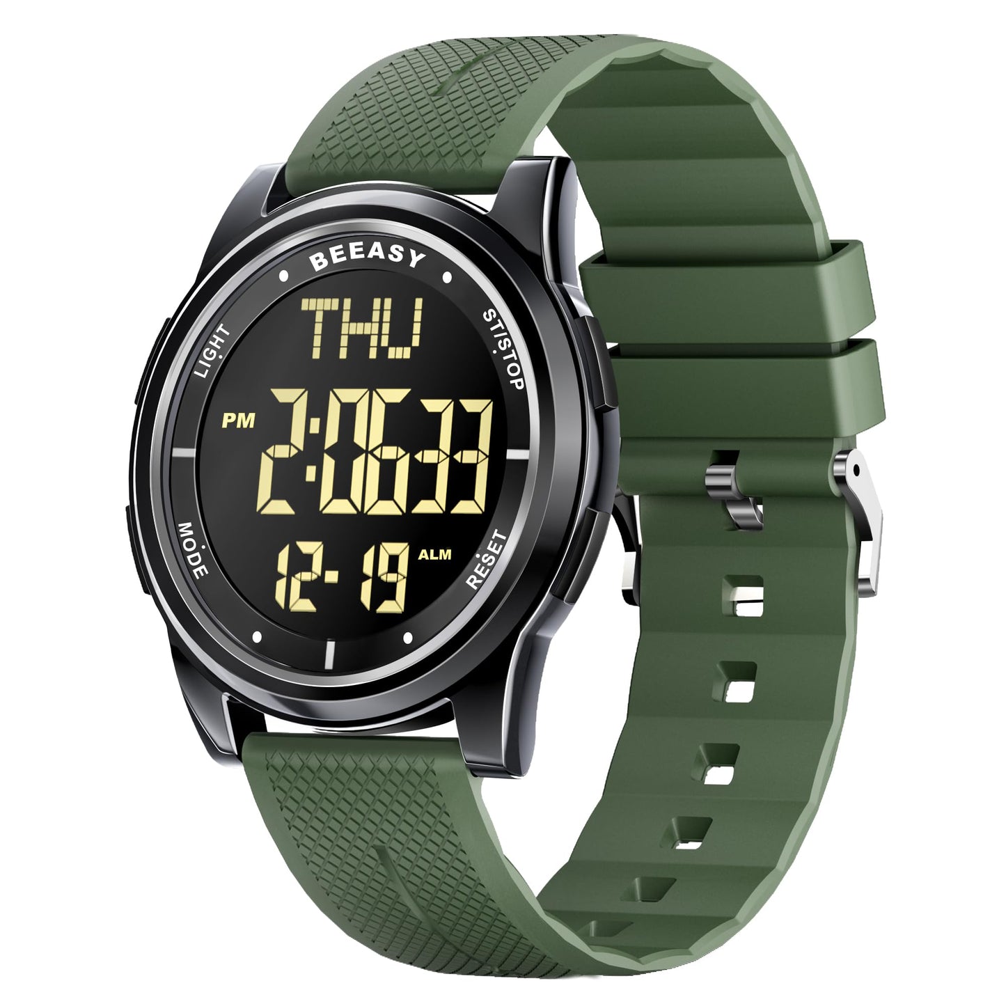 HOTBeeasy Digital Watch for Men Women, 50M Waterproof, Ultra-Thin & Lightweight, 44mm Silicone Sports Watch with Alarm, Stopwatch, Countdown, Ideal for Gym, Running, School, Daily Wear
