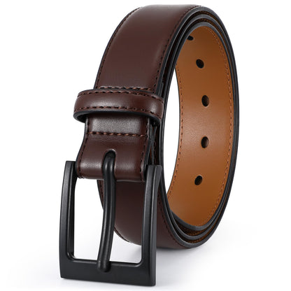 HOTXZQTIVE TSA Belt For Men Metal Free Dress Belts Hypoallergenic Leather Belt With Black Buckle Nickle Free