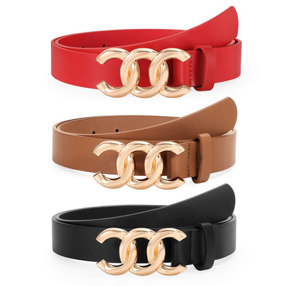 HOTTRIWORKS 3 Pack Women's Belts for Jeans Pants Fashion Waist Belts for Ladies Leather Belts