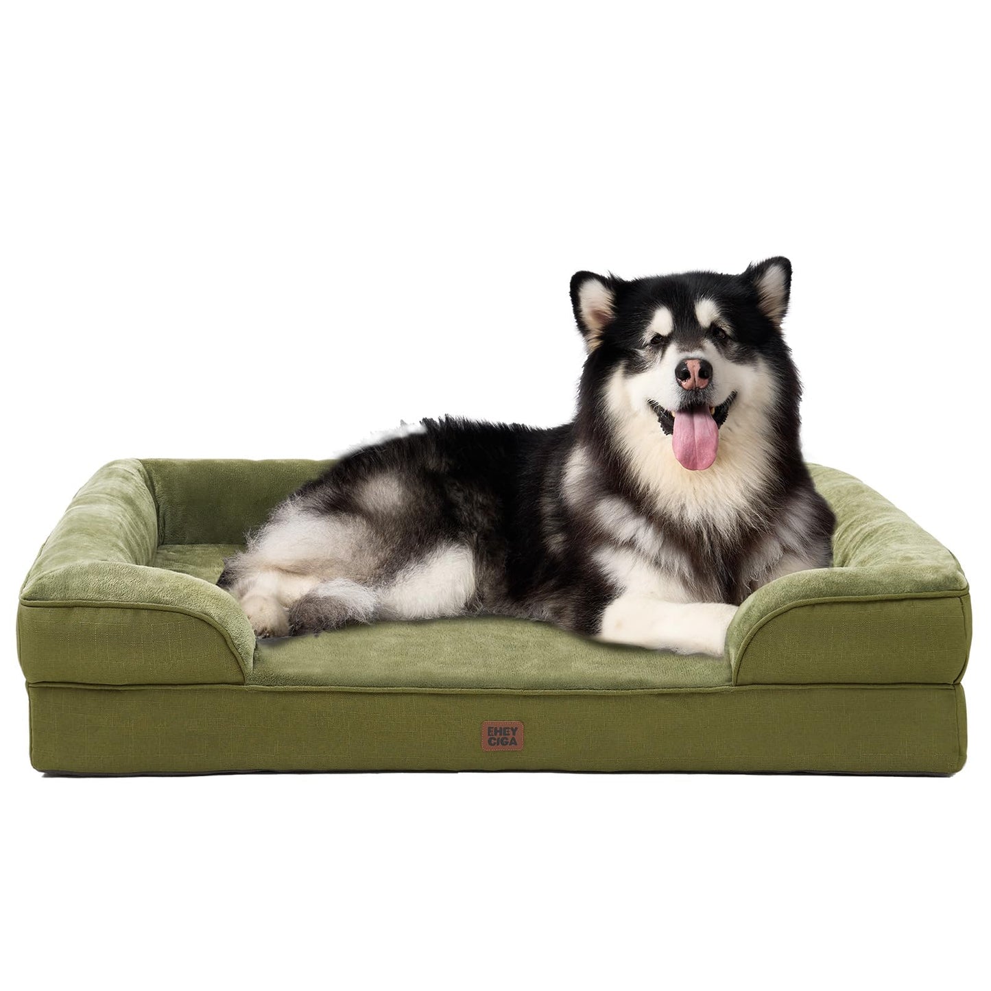 HOTEHEYCIGA Orthopedic Dog Beds for Extra Large Dogs 44x32Inch, Polyurethane Foam XL Pet Bed with Sides, Non-Slip and Egg-Crate Foam Big Dog Couch Bed with Washable Removable Cover, Grey