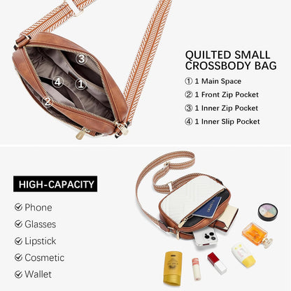 HOTBOSTANTEN Quilted Crossbody Bags for Women ＆ Small Wallet for Women Leather RFID Blocking Card Holder
