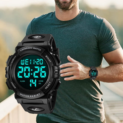 HOTL LAVAREDO Mens Digital Watch Sports Military Watches Waterproof Outdoor Chronograph Wrist Watches for Men with LED Back Ligh/Alarm/Date
