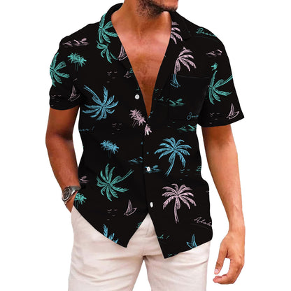 HOTKYKU Funky Hawaiian Shirt for Men Palm Beach Shirts Tropical Vacation Clothes
