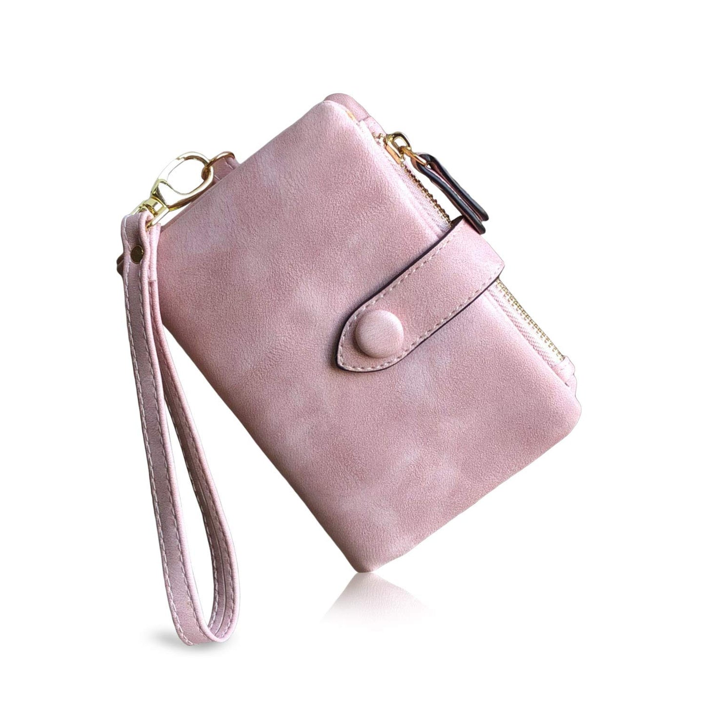 HOTPofeeXIO Womens Small Bifold Leather Wallets RFID Ladies Wristlet with Card Slots id Window Zipper Coin Purse | Small