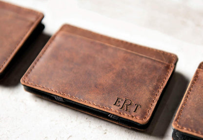 HOTPersonalized Distressed Leather Flip Wallet by Left Coast Original
