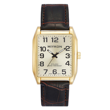 HOTMiykon Vintage Watches for Men – Classic Tank Square Analog Watch with Genuine Leather Wrist Strap, Mens Dress Watches – Japanese Quartz, Waterproof to 100ft