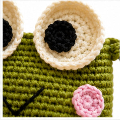 HOTHandmade Crochet Frog Crossbody Purse, Cute Mini Knit Coin Bag, Fashion Small Shoulder Wallet for Daily Outfit Matching