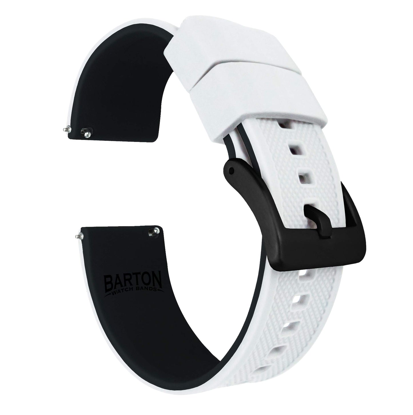 HOTBARTON Elite Silicone Watch Bands - Quick Release - Choose Strap Color & Buckle Color (Stainless Steel, Black PVD or Gunmetal Grey) - 18mm, 20mm, 22mm & 24mm Watch Straps